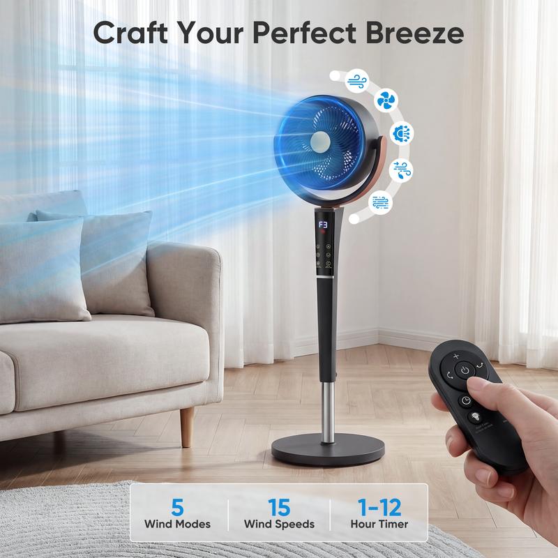 Quiet 15-Speed Room Cooling Pedestal Fan